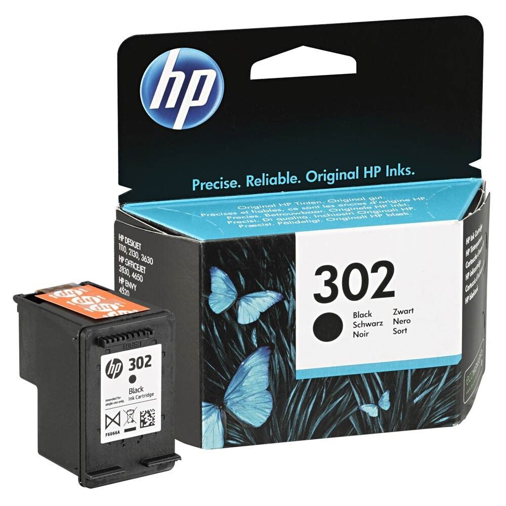 Original HP Druckerpatrone HP302  Black / F6U66AE