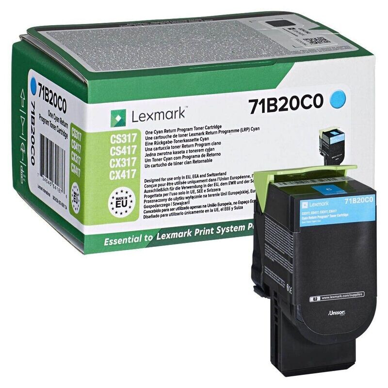 Original Lexmark Toner 71B20C0 Cyan Original Lexmark Toner 71B20C0 Cyan