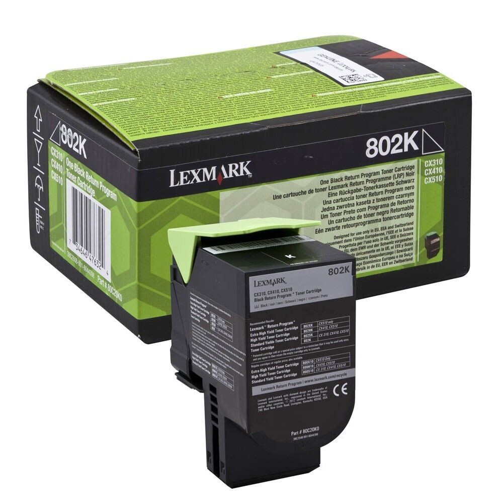 Original Lexmark Toner 80C20K0 / 802K  Schwarz