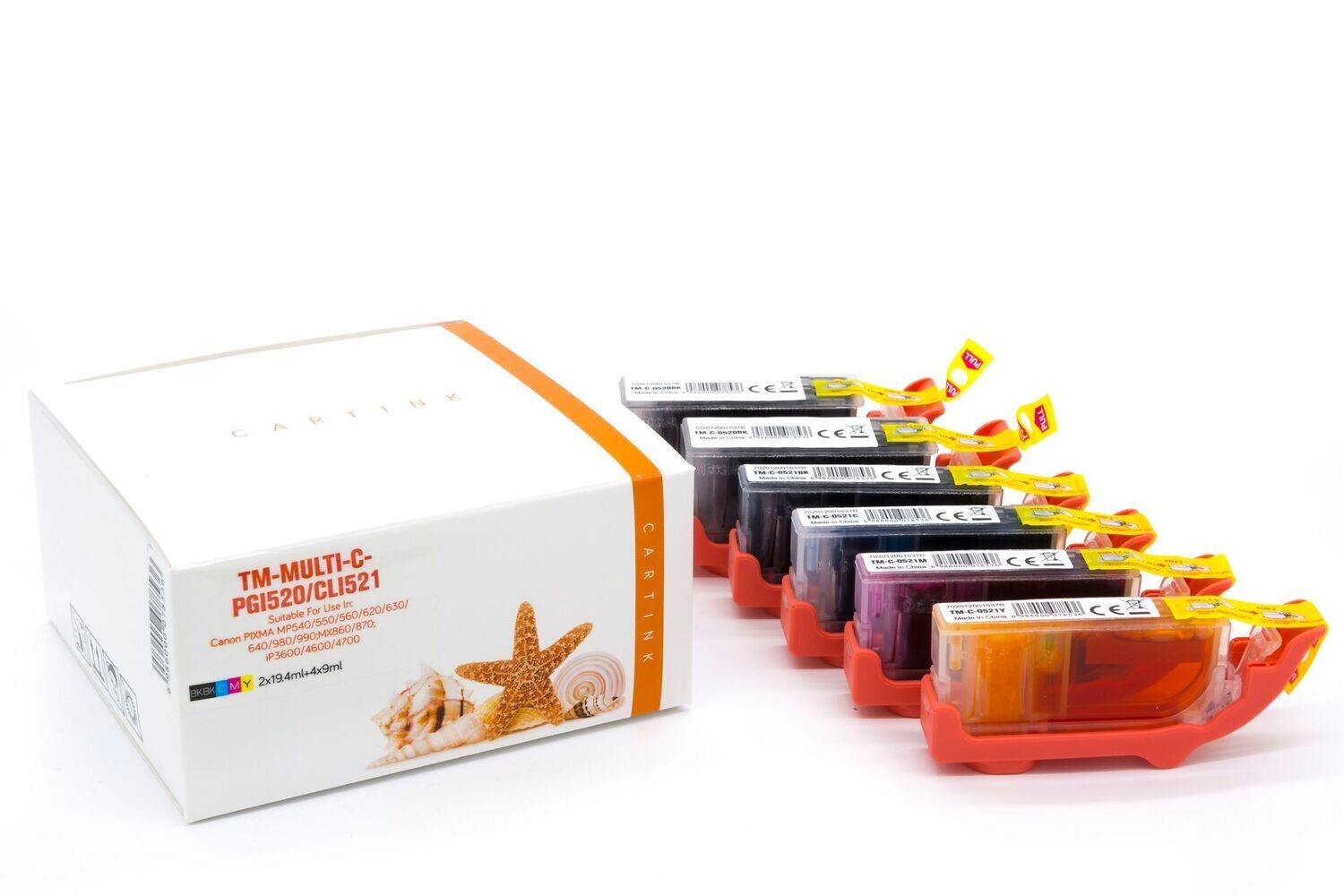 Kompatible Druckerpatronen 5er-Multipack ersetzt Canon PGI-520 + CLI-521 Serie · 4-farbig (CMYK) Kompatible Druckerpatronen 5er-Multipack ersetzt Canon PGI-520 + CLI-521 Serie · 4-farbig (CMYK)