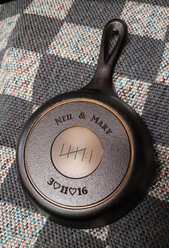 6 year Anniversary - Engraved Cast Iron Skillet - 6.5 & 8