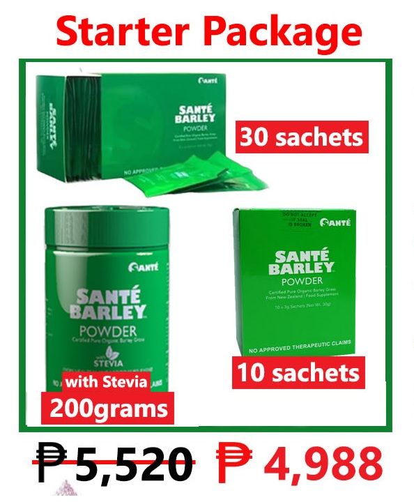 Sante Barley Starter Pack (Worth P5,520 Product Value) Avail P532.00 discount now!