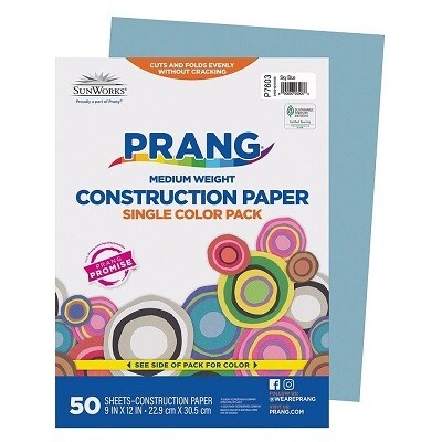 CONSTRUCTION PAPER-PRANG 9"X12", SKY BLUE 50 SHEETS