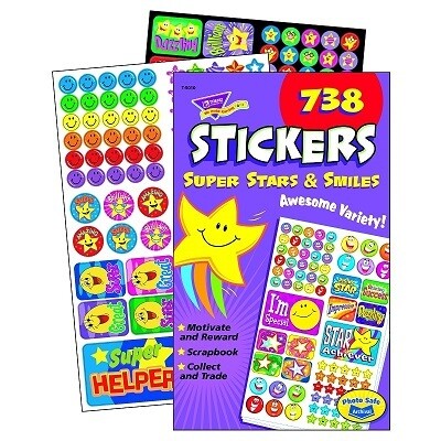 STICKERS-VARIETY PACK, SUPER STARS AND SMILES