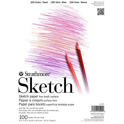 SKETCH BOOK-STRATHMORE 200 SERIES 9"X12", 100 SHEETS