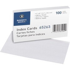 INDEX CARDS 5X8 100&#39;S BUSINESS SOURCE BSN65263