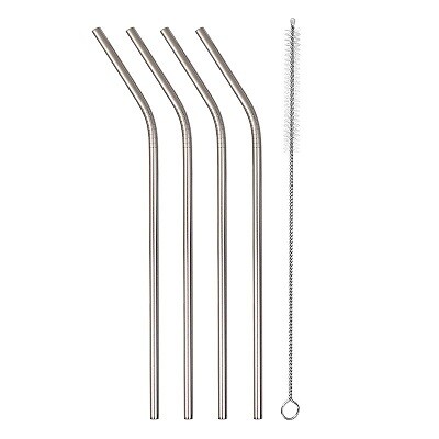 STRAWS-REUSABLE STAINLESS STEEL W/ CLEANING BRUSH 4/PACK