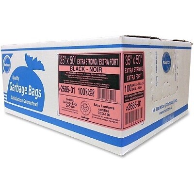 BAGS-GARBAGE, ECOLOGO 35X50 BLACK EXTRA STRONG, 100/CTN