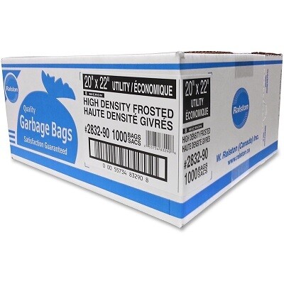 BAGS-GARBAGE, HIGH DENSITY 20X22 FROSTED, 20 ROLLS/CTN