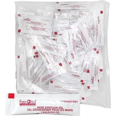 HAND SANITIZER-FIRST AID SINGLE USE 50/PACK