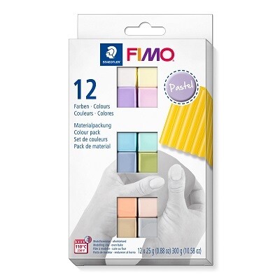 MODELLING CLAY-FIMO, OVEN HARDENING, PASTEL COLOURS 12 X 25G