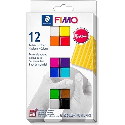 MODELLING CLAY-FIMO, OVEN HARDENING, BASIC COLOURS 12 X 25G
