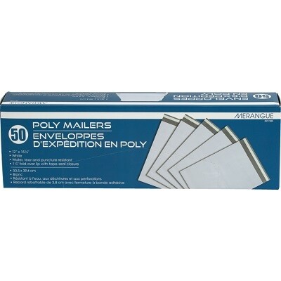 MAILER-POLY 12&quot; X 15.5&quot;, WHITE 50/PACK