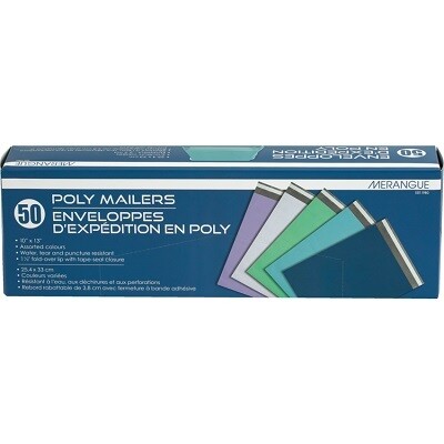 MAILER-POLY 10&quot; X 13&quot;, ASSORTED 50/PACK