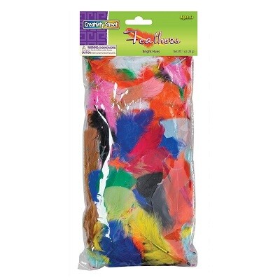 FEATHERS-DECORATIVE PLUMAGE BRIGHT HUES ASSORTED 28GM
