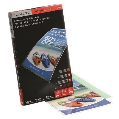 LAMINATING POUCH-SWINGLINE EZUSE LEGAL SIZE 5MIL 100/PACK