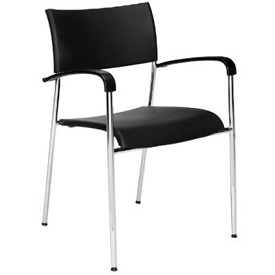 CHAIR-STACKING DORI II WITH ARMS, BLACK