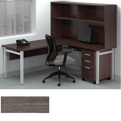 WORKSTATION-IONIC L-SHAPED WITH HUTCH, ABSOLUTE ACAJOU