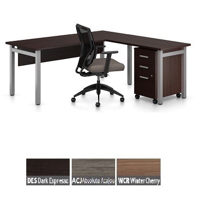 WORKSTATION-IONIC L-SHAPED, WINTER CHERRY