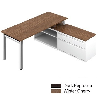 WORKSTATION-IONIC OVERLAPPING L-SHAPED, CHERRY/WHITE