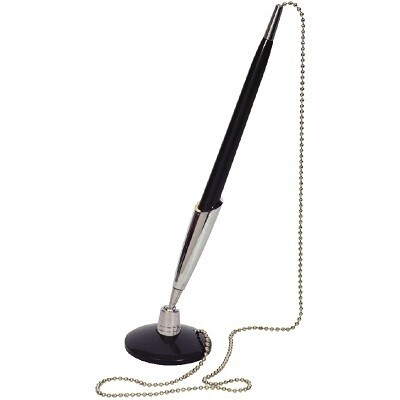 PEN-SECURITY WITH 24" METAL CHAIN, ROUND BASE