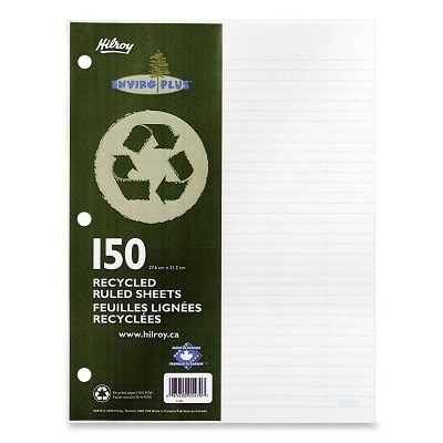 BINDER PAPER-150 SHEET RULED, RECYCLED