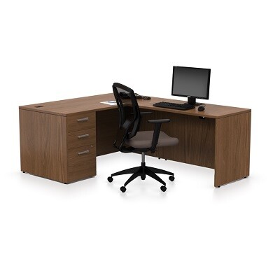 WORKSTATION-IONIC L-SHAPPED 66"X78", WINTER CHERRY
