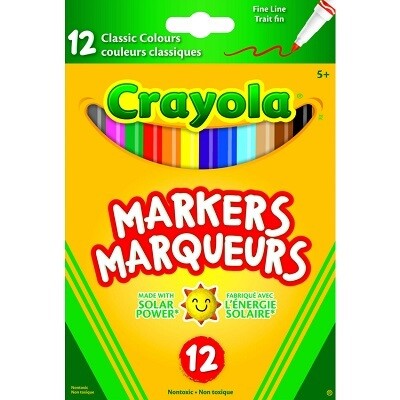 MARKERS-CRAYOLA FINE LINE CLASSIC, 12-PACK