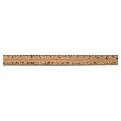 RULER-12&quot;/30CM WOOD WITH METAL EDGE, 1/16&quot;