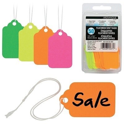 TAGS-MARKING, 1-3/4&quot; X 1-3/32&quot; ASSORTED NEON, 100/PACK
