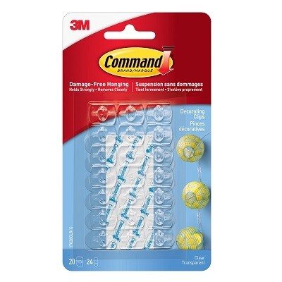 HOOK-COMMAND ADHESIVE, CLEAR DECORATING, 20/PK