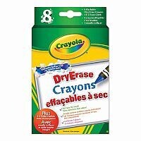 CRAYONS-DRY ERASE 8 ASSORTED COLOURS
