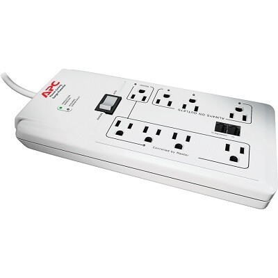 SURGE PROTECTOR-APC 8 OUTLET 2160 JOULES, WHITE
