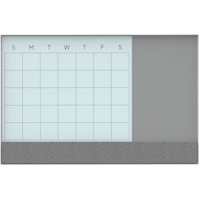 COMBO BOARD-3-IN-1 DRY ERASE GLASS, CALENDAR 18&quot; X 24&quot;
