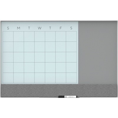 COMBO BOARD-3-IN-1 DRY ERASE GLASS, CALENDAR 24&quot; X 36&quot;
