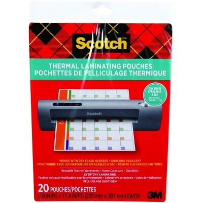 LAMINATING POUCH-SCOTCH THERMAL DRY ERASE 20/PACK