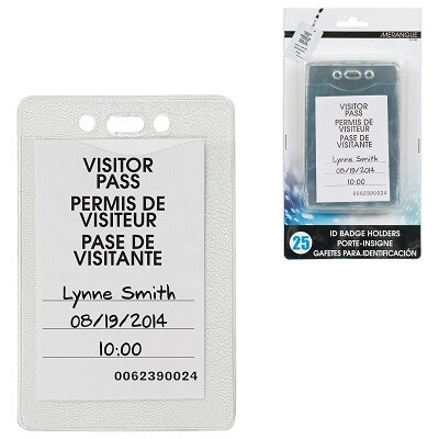 BADGE HOLDER-VERTICAL HEAVY DUTY, PRE-PUNCHED 25/PACK