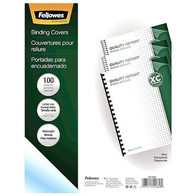 BINDING COVER-CLEAR LETTER SQUARE CORNER 100/PACK