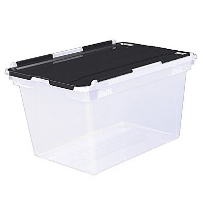 FILE TOTE-FOLD-AWAY TOP, LETTER/LEGAL, CLEAR/ BLACK TOP