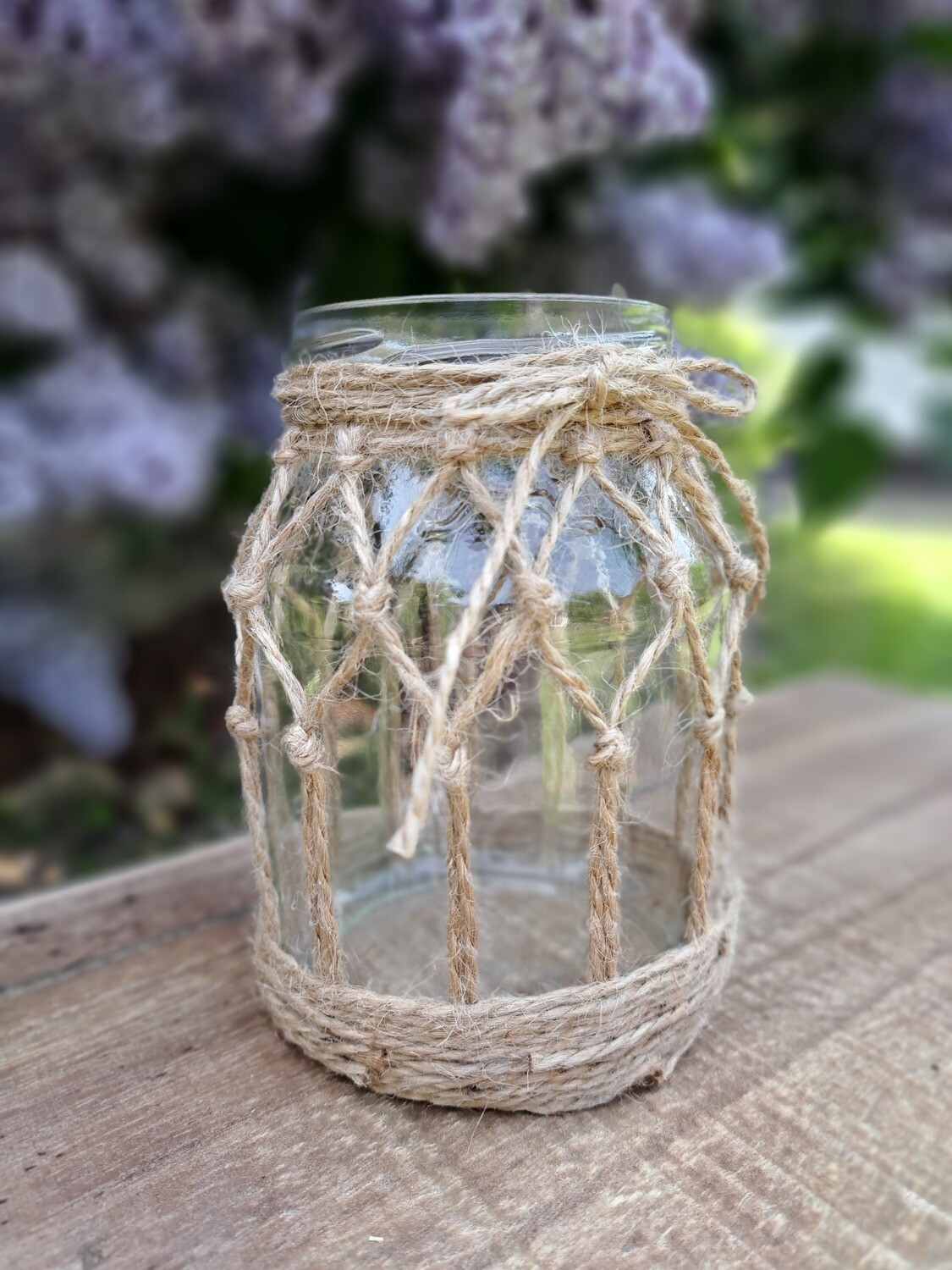 Makramee-Teelichtglas (groß)