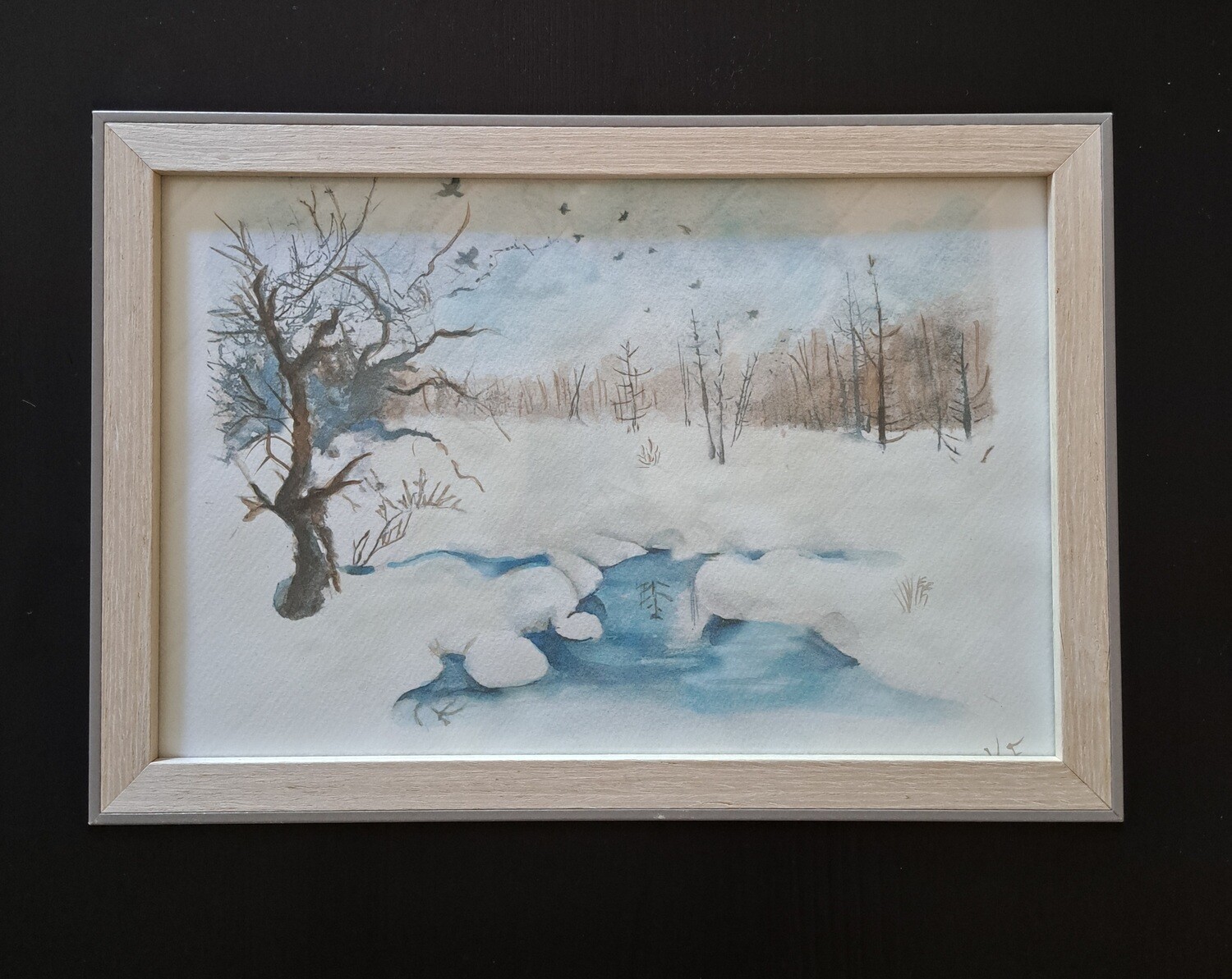 Landschaftsgemälde &quot;Gefrorener Fluss&quot;
