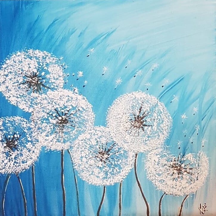Acrylgemälde &quot;Pusteblumen im Wind&quot;
