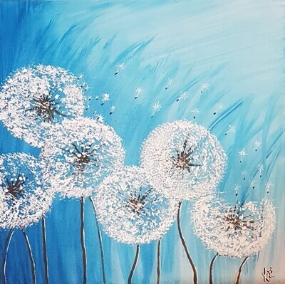 Acrylgemälde &quot;Pusteblumen im Wind&quot;