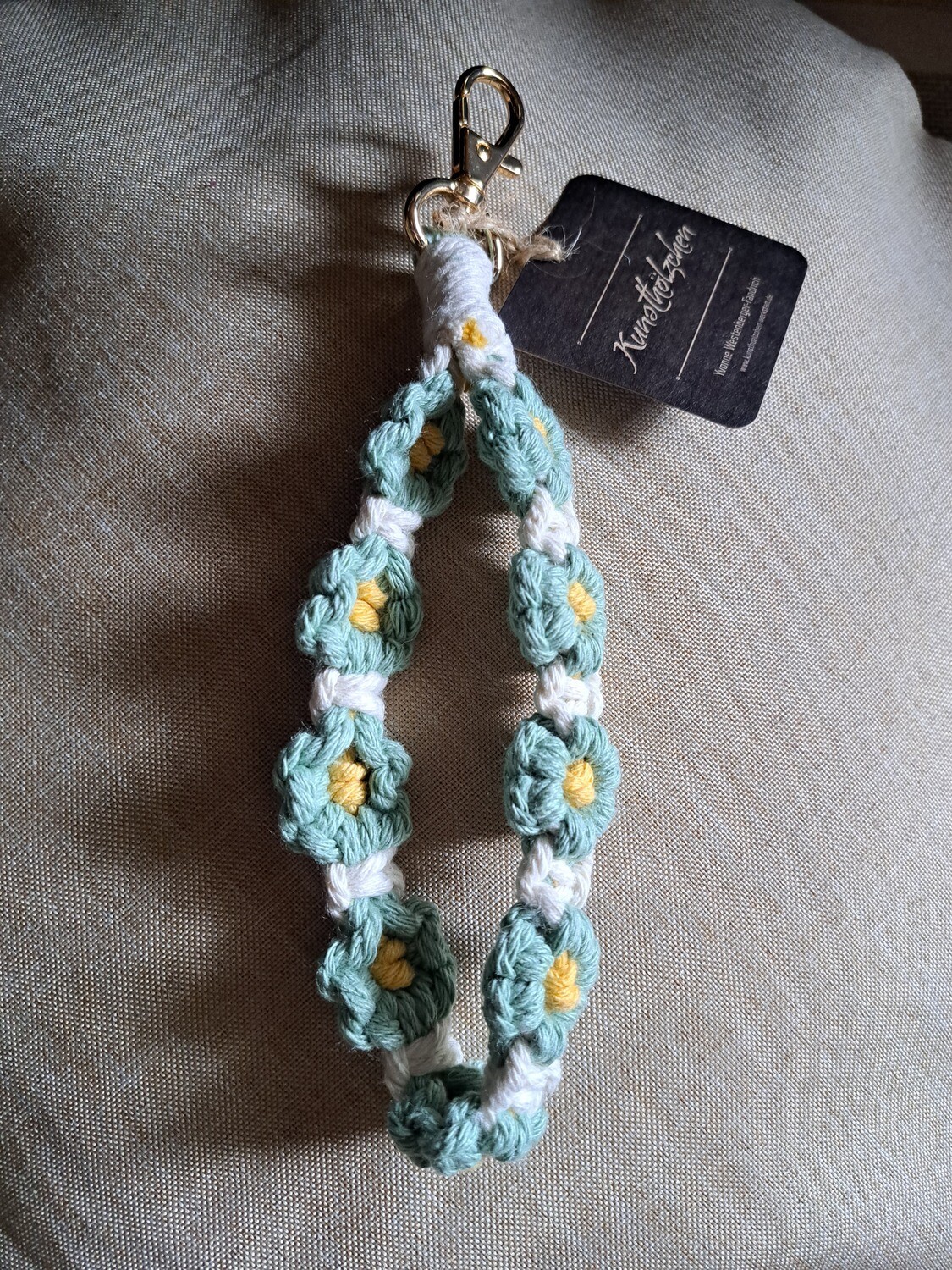Makramee-Anhänger mit Blumenmuster (Türkis)
