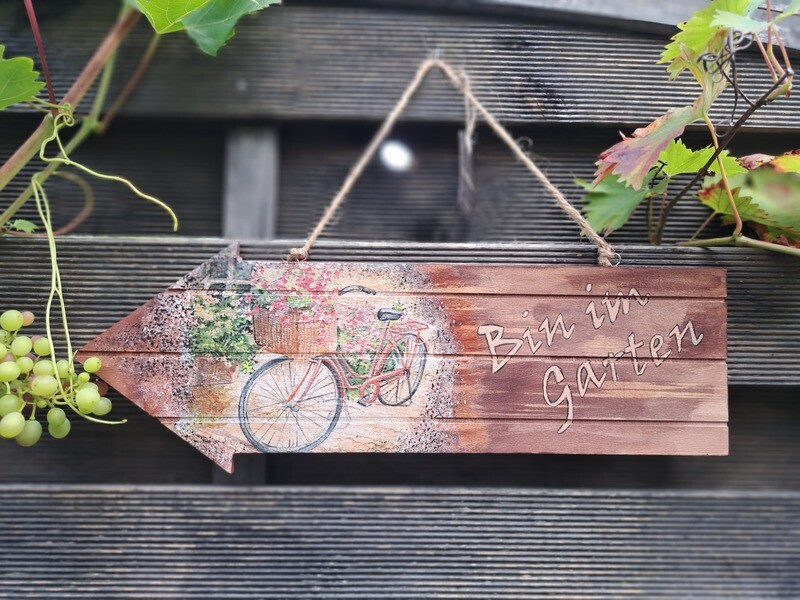 Holzschild &quot;Bin im Garten&quot;