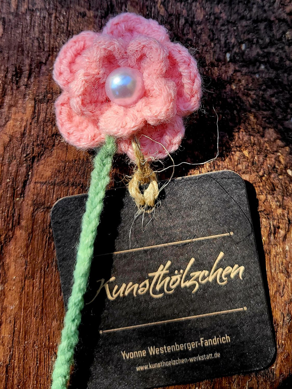 Lesezeichen &quot;Kleine Perle&quot;, gehäkelt