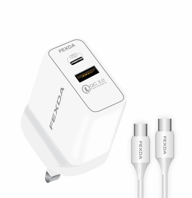 C3E PD&amp;QC 20W USB-C Fast Charger &amp; 60W USB-C to USB-C Cable