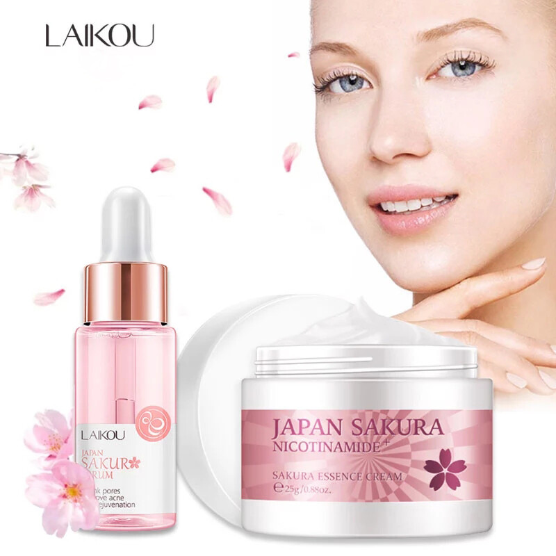 Laikou Sakura Serum And Collagen Face Cream (Cherry Blossom Essence)