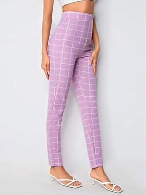 Tall High Waist Plaid Graphic Skinny Pants