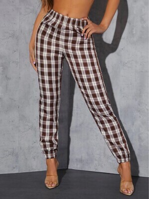 Plaid Elastic Waist Pants